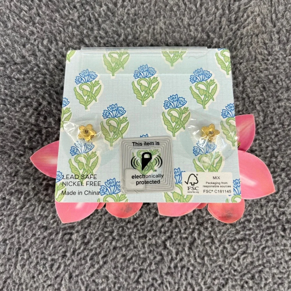 Piper K Flower Earring & Hair Clip Set Orange Tropical Floral Beach Bora Hawaii